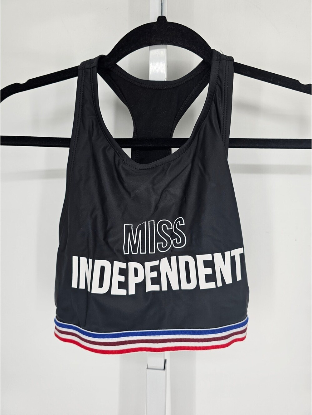 Vintage Y2M Miss Independent Womens Sz M Sports Bra Black - Picture 1 of 2